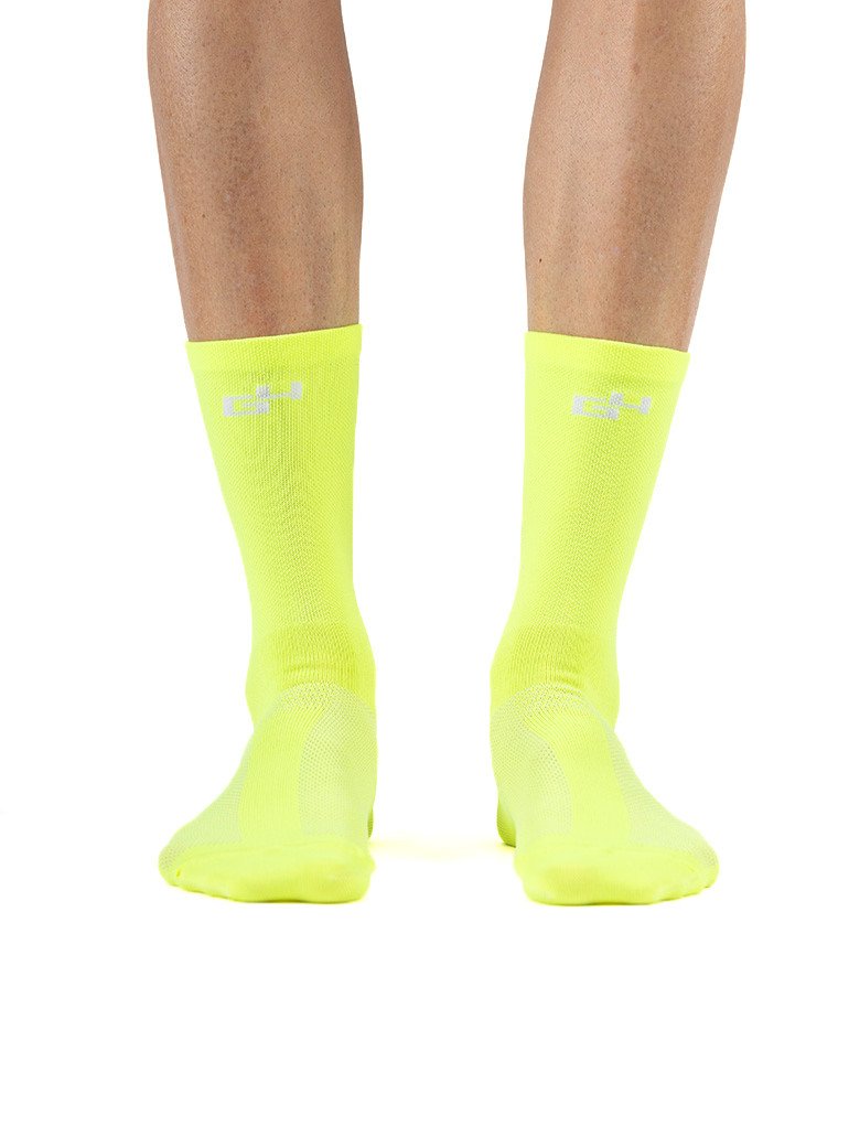 Yellow neon cycling socks