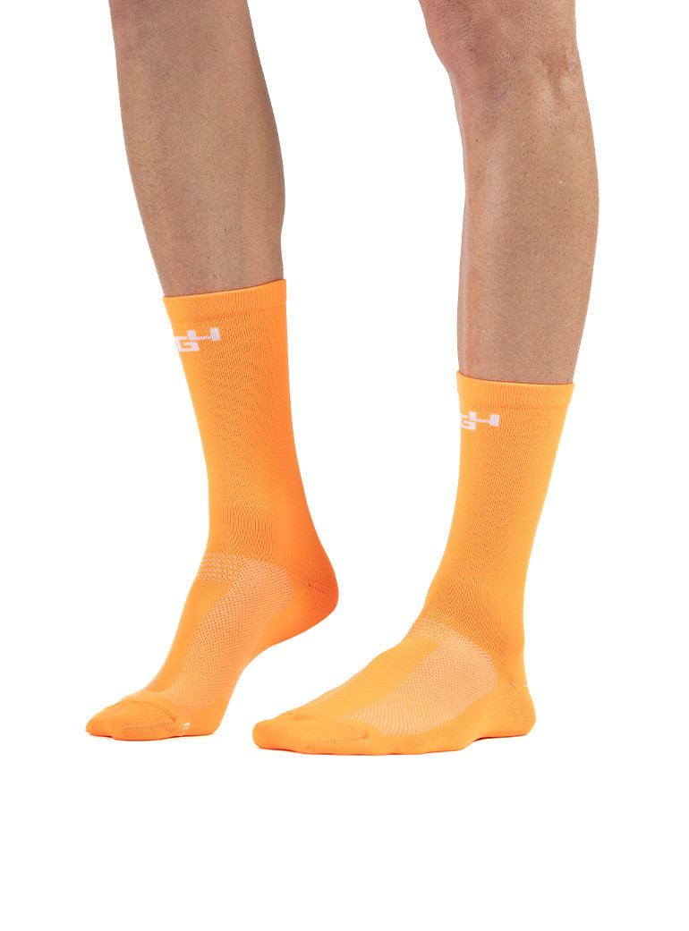 chaussettes de vélo orange fluo