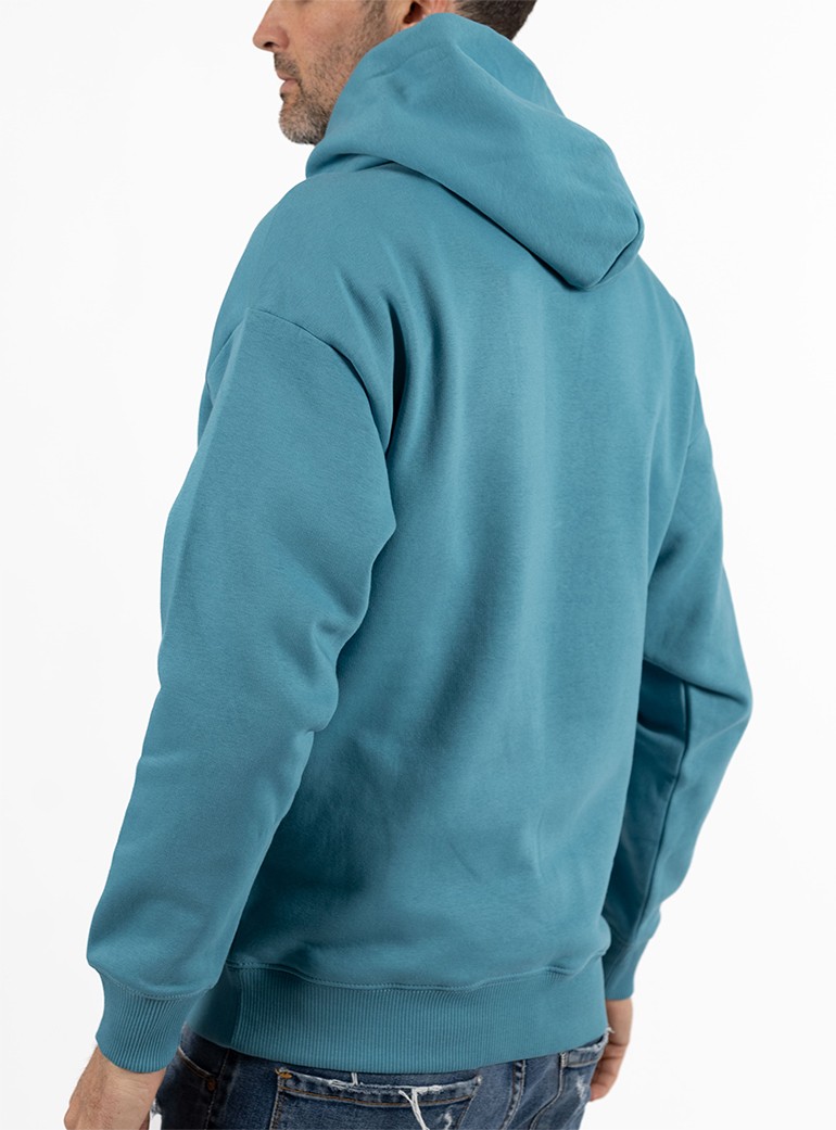 sweat bleu oversize à capuche